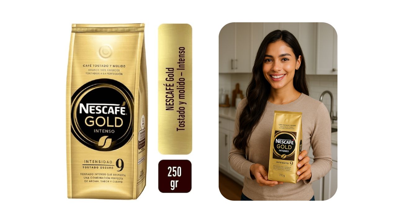 Foto de proyecto IA de producto Nescafé Gold junto a modelo creado de inteligencia artificial