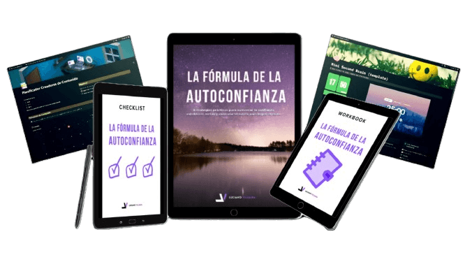 Collage of productivity tools including a PDF document, a tablet showing a productivity app, and a smartphone with a secret recipe.